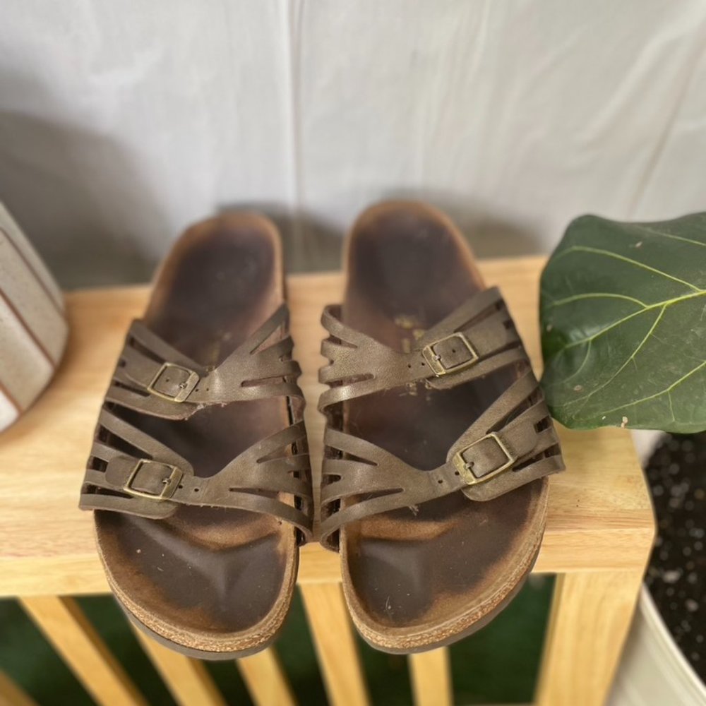 Women's BIRKENSTOCK Granada Birko-Flor Nubuck Mocha Two Strap Sandals